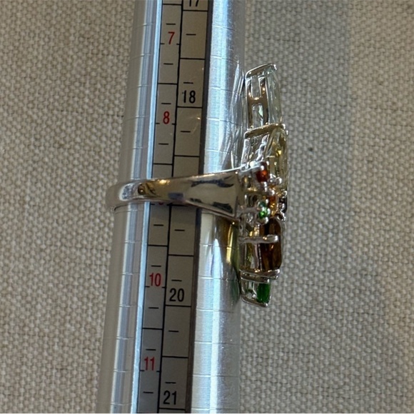 Vintage Sterling Silver Multi Gemstone Ring Size 9 - Picture 3 of 5